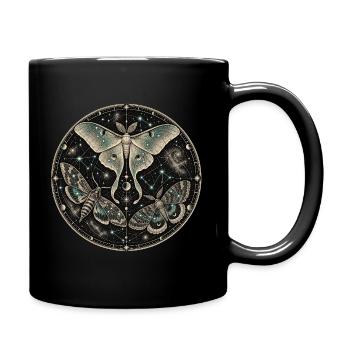 Cosmic butterflies in a mandala - Full Colour Mug - black - Right