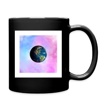 Erde in Pastellgalaxie - Tasse einfarbig - Schwarz - Rechts