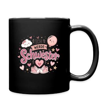 Ich werde Schwester Rosa Design - Tasse einfarbig - Schwarz - Rechts
