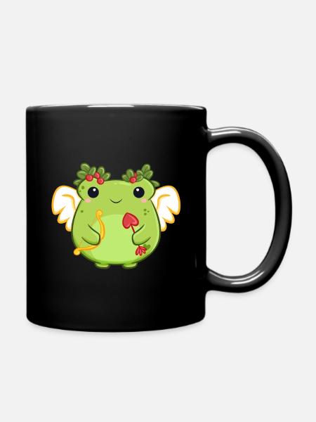 Liebes-Frosch mit Herzbogen - Tasse einfarbig - Schwarz