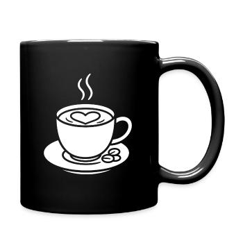 Coffee cup with heart for connoisseurs - Full Colour Mug - black - Right