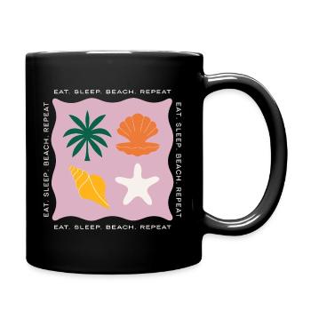 Eat Sleep Beach Repeat Beach Summer - Full Colour Mug - black - Right