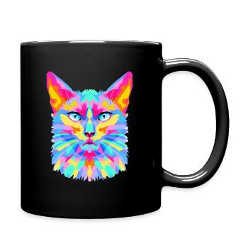 Explosion géométrique de chat - Mug uni - noir - Droite
