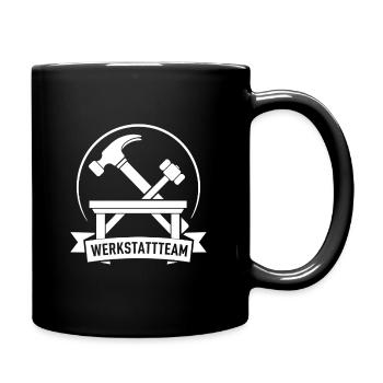 Werkstattteam – Hammer Emblem – Handwerker Design - Tasse einfarbig - Schwarz - Rechts