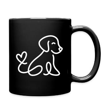 Un chien mignon avec un cœur à la queue - Mug uni - noir - Droite