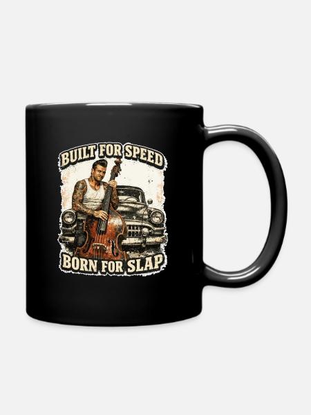 Rockabilly Kontrabass Oldtimer - Built For Speed - Tasse einfarbig - Schwarz
