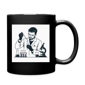 Laboratory scientist with pipette - Full Colour Mug - black - Right