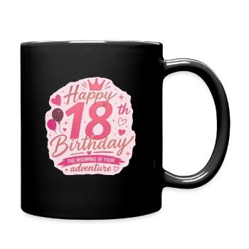 Insigne rose d’aventure pour le 18e anniversaire - Mug uni - noir - Droite