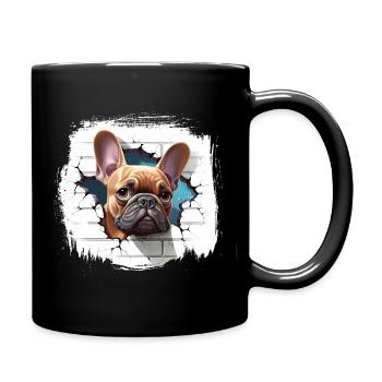 Französischer Bulldoggen-Cartoon - Tasse einfarbig - Schwarz - Rechts
