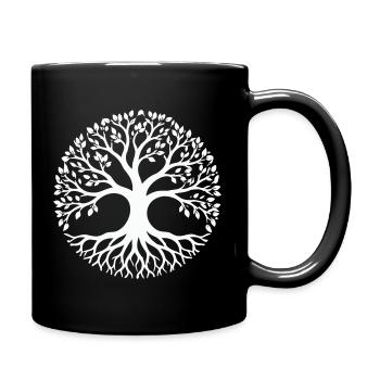 Baum des Lebens Silhouette Kreis - Tasse einfarbig - Schwarz - Rechts
