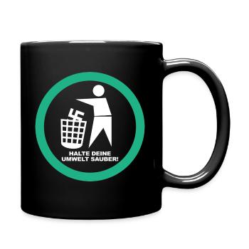 Gegen Rechts - Halte deine Umwelt sauber - FCK NZS - Tasse einfarbig - Schwarz - Rechts