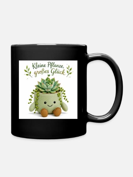 Kleine Pflanze, großes Glück - Tasse einfarbig - Schwarz
