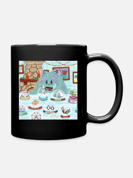 Flauschiges Wintermonster mit Schneekugel-Sammlung - Tasse einfarbig - Schwarz