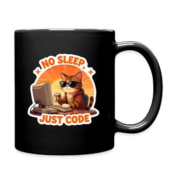 No Sleep Just Code – Retro Geek Hacker Cat - Tasse einfarbig - Schwarz - Rechts