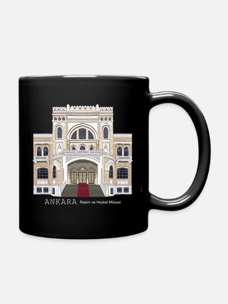 Ankara Museum Fassade handgezeichnet - Tasse einfarbig - Schwarz