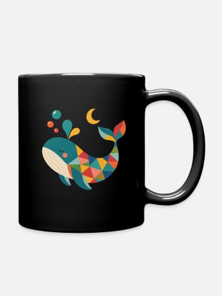 Farbiger Geometrie-Wal - Tasse einfarbig - Schwarz