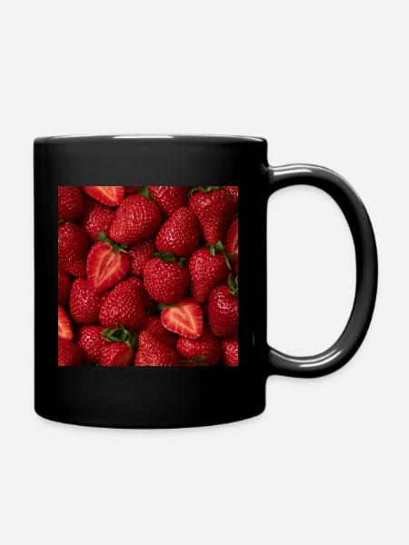 Frische rote Erdbeeren - Tasse einfarbig - Schwarz