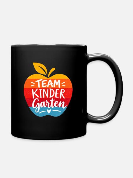 Team Kindergarten - Apfel - Kita - Tasse einfarbig - Schwarz