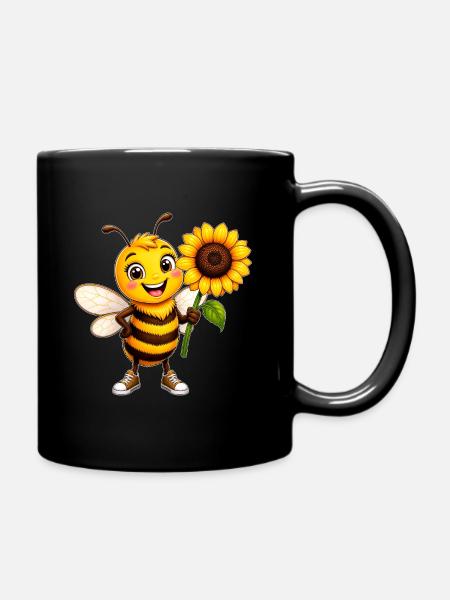 Fröhliche Hummel - Tasse einfarbig - Schwarz