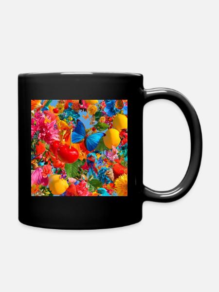 Bunter tropischer Wahnsinn - Tasse einfarbig - Schwarz