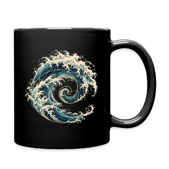 Kanagawa Welle Fibonacci Spirale – Japanische Kuns - Tasse einfarbig - Schwarz - Rechts