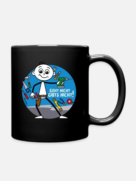 Geht nicht gibts nicht - Handwerker Comic - Tasse einfarbig - Schwarz