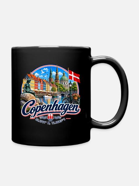 Copenhagen - Denmark - Kopenhagen - Dänemark - Tasse einfarbig - Schwarz