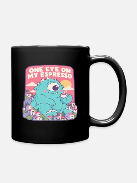 Einäugiger Espresso Monster - Tasse einfarbig - Schwarz