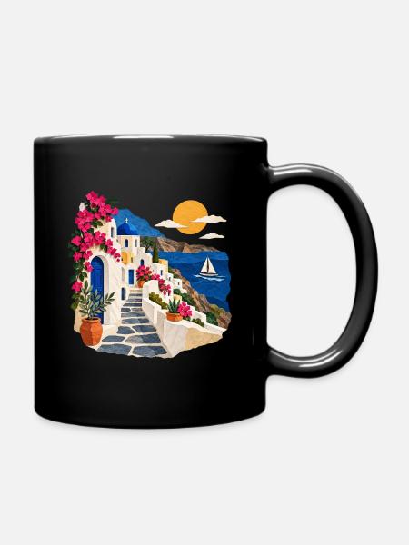 Santorini Küstenpfad - Tasse einfarbig - Schwarz