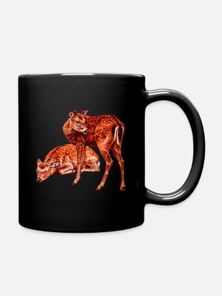 Rehkitzrettung Waldtiere Jäger Nachwuchs - Tasse einfarbig - Schwarz