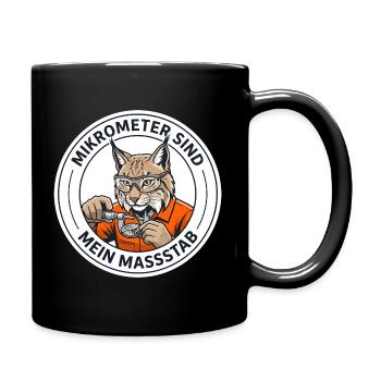 Mikromechaniker Luchs & Mikrometer - Tasse einfarbig - Schwarz - Rechts