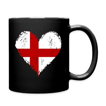 England Herzflagge Grunge - Tasse einfarbig - Schwarz - Rechts