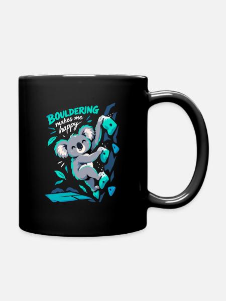 Süßer Koala beim Bouldern – Klettern Spruch - Tasse einfarbig - Schwarz