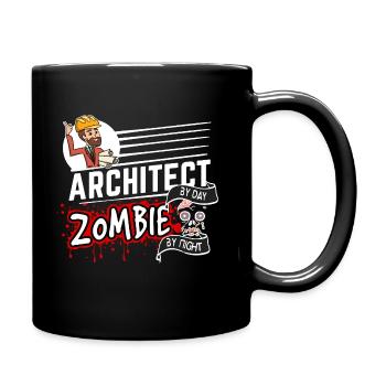 Architect by day Zombie by night - Architekt - Tasse einfarbig - Schwarz - Rechts