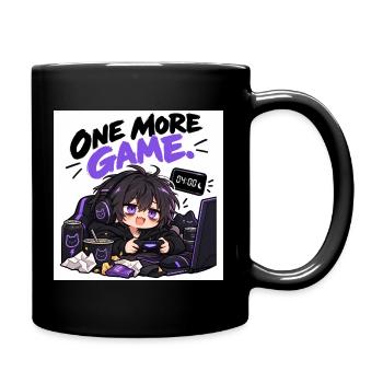 One More Game: Chibi Gamer Stil - Tasse einfarbig - Schwarz - Rechts
