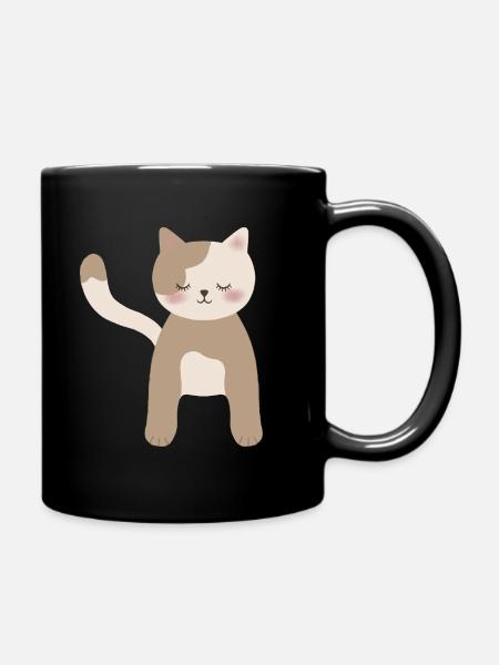 Gemütliche Calico-Traumkatze - Tasse einfarbig - Schwarz