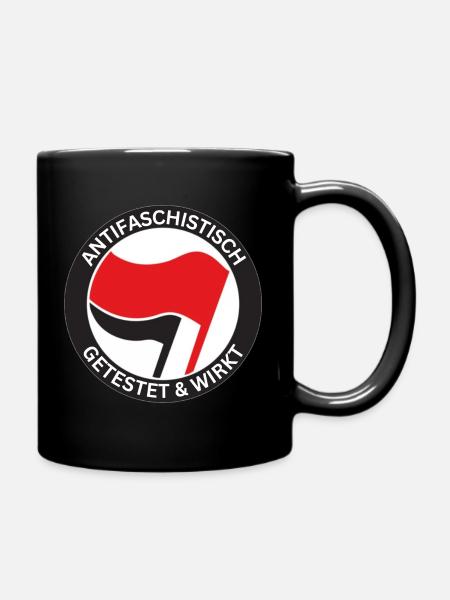 Antifaschistisch Getestet - Tasse einfarbig - Schwarz