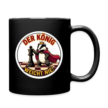 Der König weicht nie Dachs König Motiv - Tasse einfarbig - Schwarz - Rechts