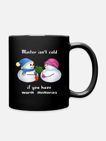 Winter isn't cold - Schneemann Paar - Tasse einfarbig - Schwarz