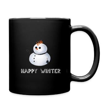 Happy Winter - Punk Schneemann - Tasse einfarbig - Schwarz - Rechts