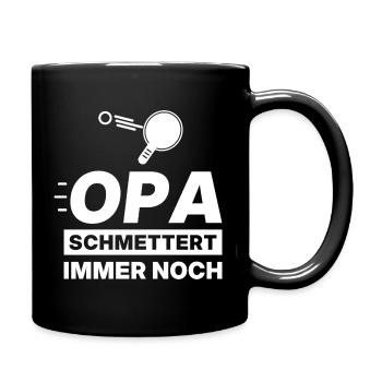 Tischtennis Opa Geschenk – Schmettert noch - Tasse einfarbig - Schwarz - Rechts