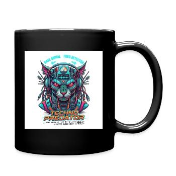 Techno Predator // Rave Cyberpunk Panther - Tasse einfarbig - Schwarz - Rechts