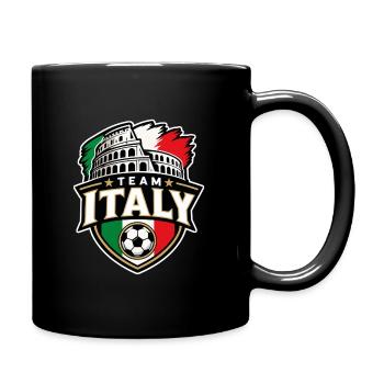 Team Italien Fußballemblem - Tasse einfarbig - Schwarz - Rechts