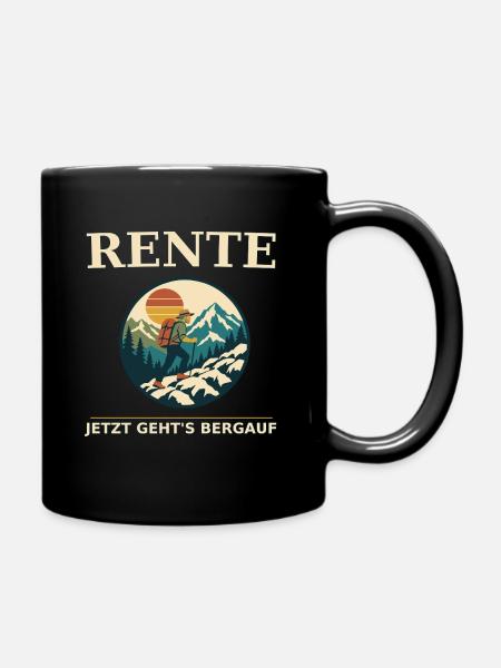 Rente Bergauf Abenteuer - Tasse einfarbig - Schwarz