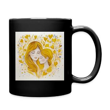 Mutter und Tochter – Liebe in Gold - Tasse einfarbig - Schwarz - Rechts