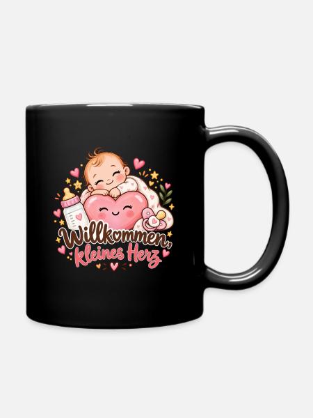 Willkommen kleines Herz - Tasse einfarbig - Schwarz
