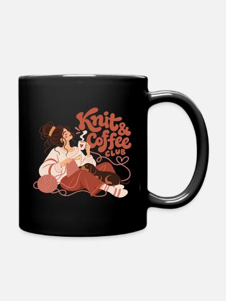 Knit & Coffee Club - Tasse einfarbig - Schwarz