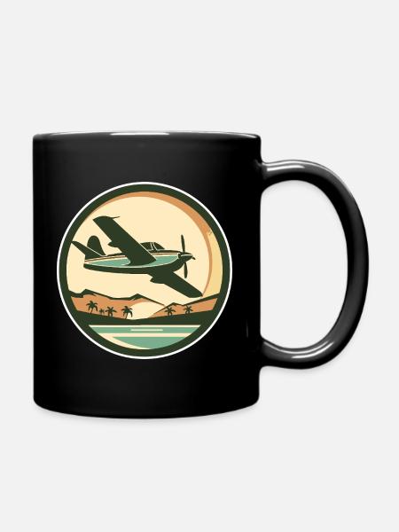 Flugzeug - Tasse einfarbig - Schwarz