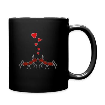 Verliebtes Ameisenpaar - Tasse einfarbig - Schwarz - Rechts