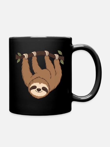Faultier am Ast: Waldruhe - Tasse einfarbig - Schwarz